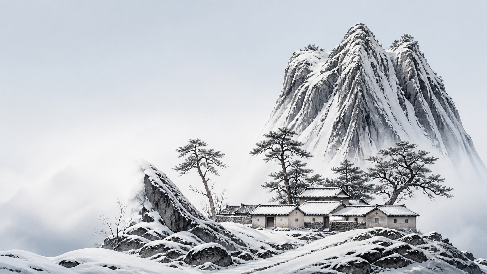 斗山积雪现代数字演绎图